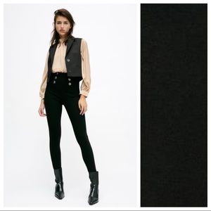 Zara high rise buttoned leggings